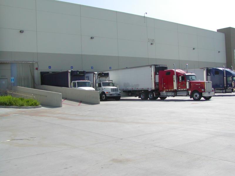 Trucks in warehouse dock