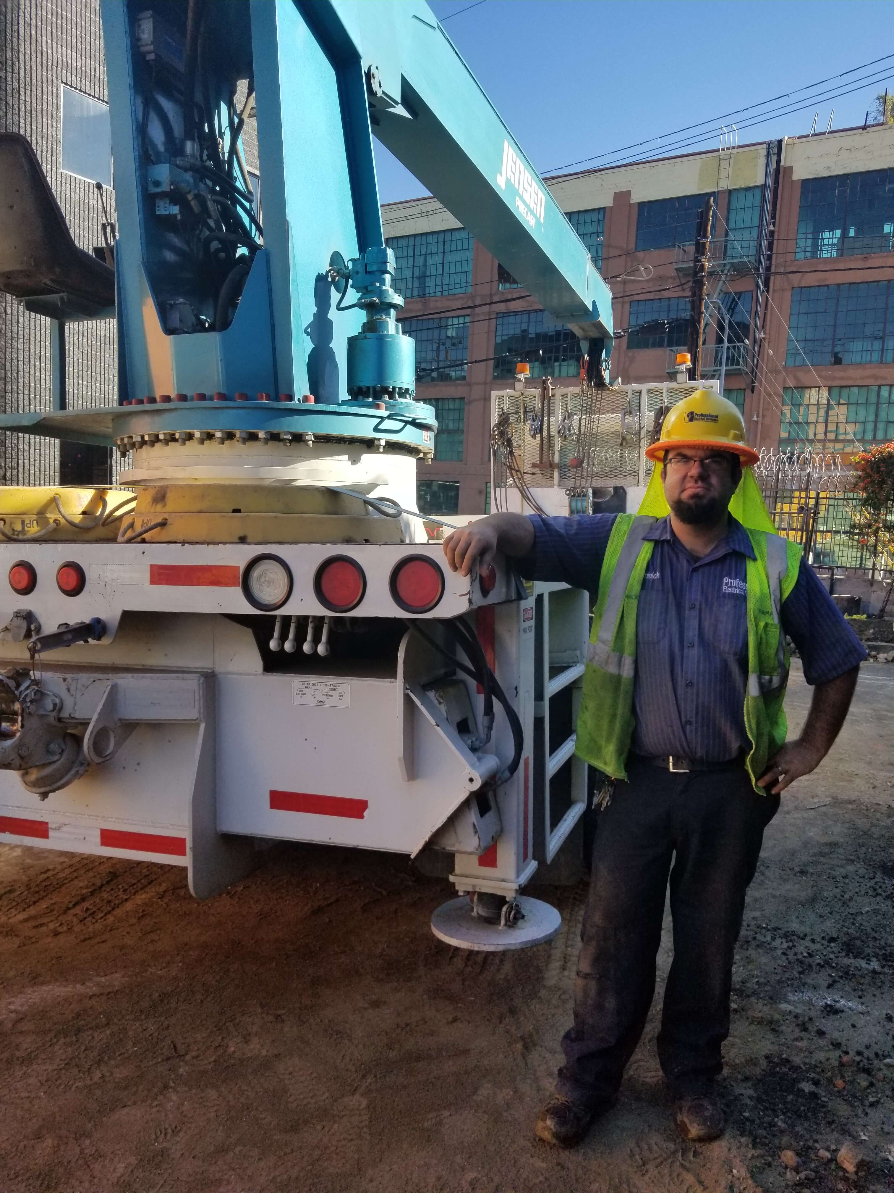Man in front of crane